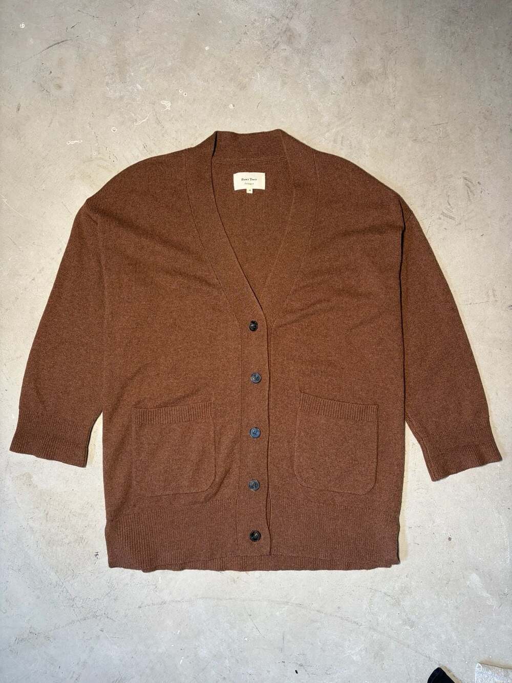 Classic Brown V-Neck Button Cardigan Sweater